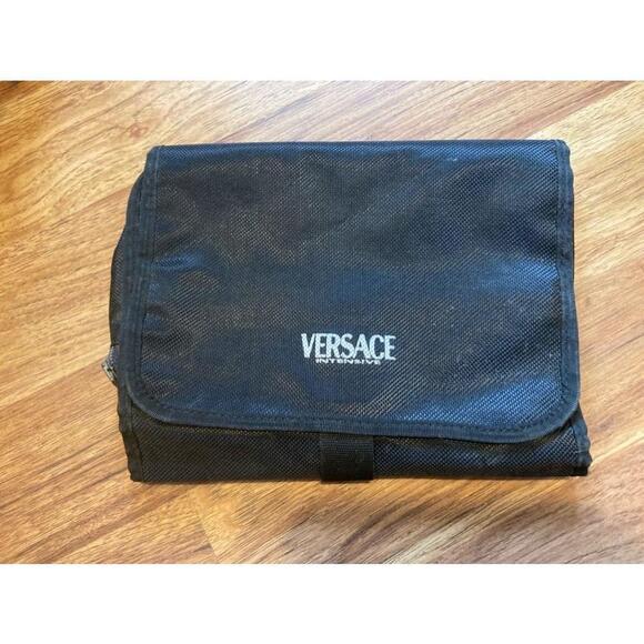 Vintage RARE Versace Intensive Black Toiletry Nylon Bag with Medusa Head Zipper - Picture 1 of 4